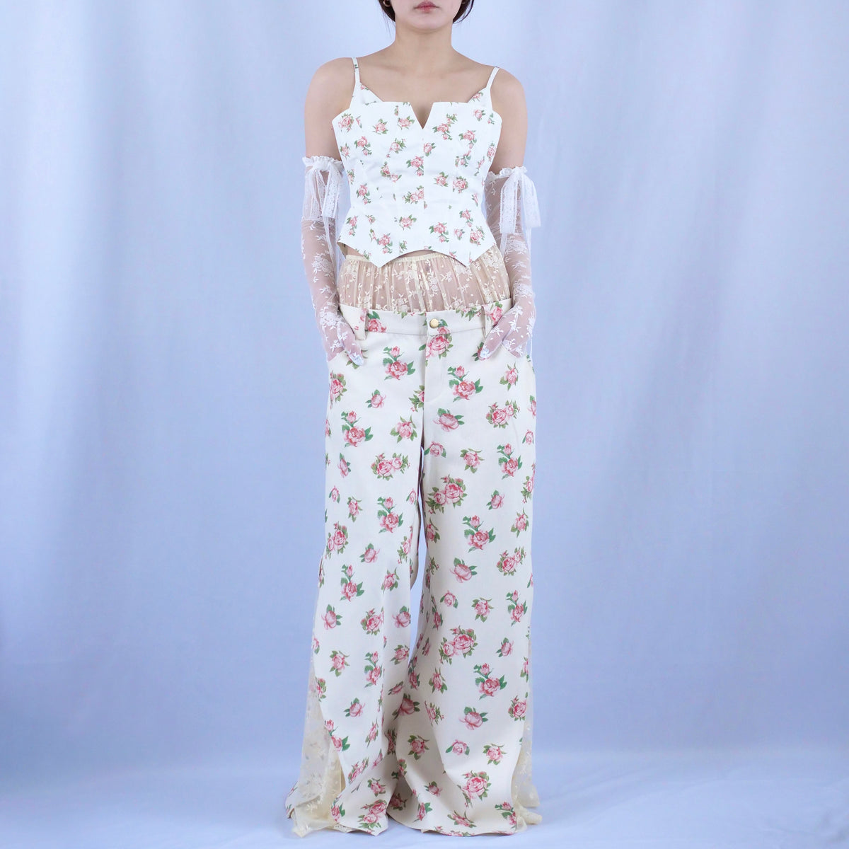 SALE】YUHAN WANG ROSE PRINT OVERLAY LACE TROUSERS – dim at noon