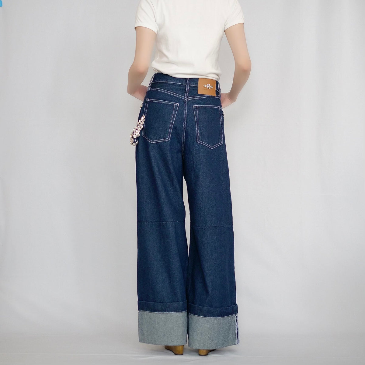 SALE】SIMONE ROCHA WIDE LEG PUDDLE JEANS W/ TURBO EMB – dim at noon SALE】SIMONE ROCHA WIDE LEG PUDDLE JEANS W/ TURBO EMB – dim at noon