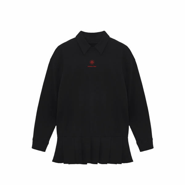 SHUSHU/TONG   shirt-coller loose hoodie dress / BLACK