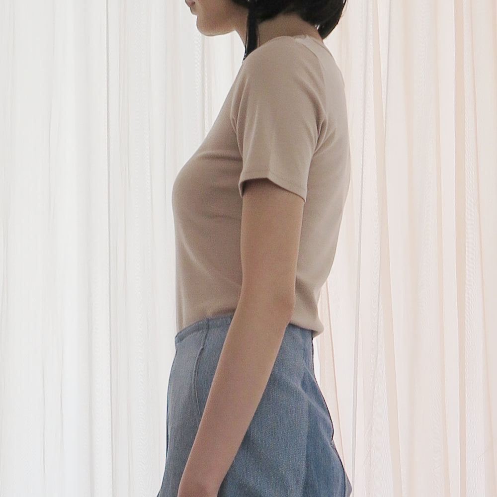 SALE】[babaco] suvin cotton t-shirt body(beige) – dim at noon