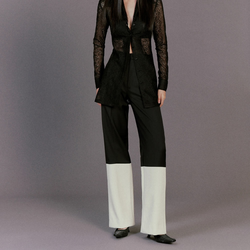 SALE】JOHN While Wellington Wool Trousers / WHITE&BLACK – dim at noon