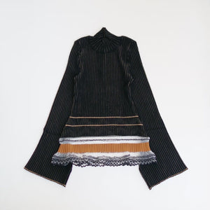 MAME KUROGOUCHI RIB JACQUARD KINTTED TOP – BLACK