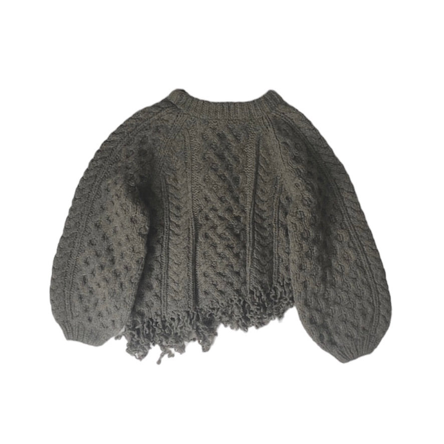 LEINWANDE Hand Cable Knit Top / Gray