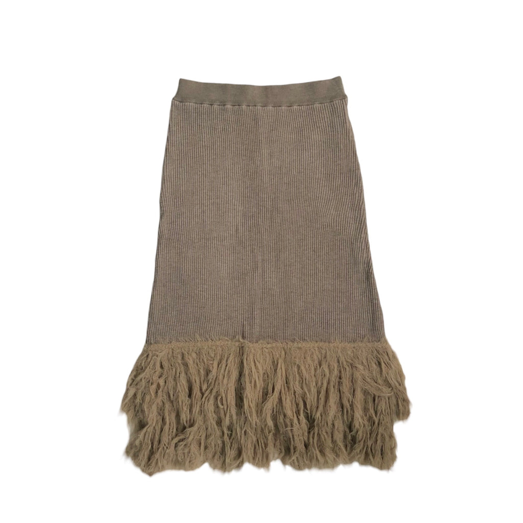 LEINWANDE  Knitted Fringe Skirt / Beige