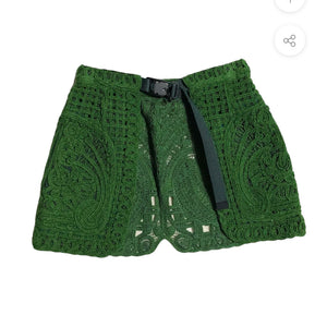 Mame Kurogouchi Cord Embroidery Wrapped Skirt - green