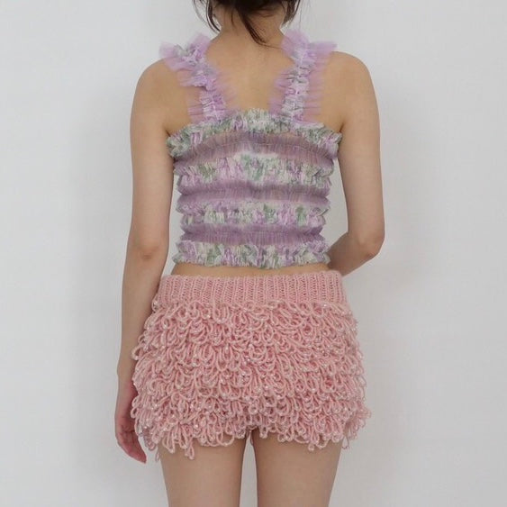 SUSAN FANG　SHIRRED TULLE TOP