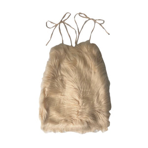 HAENGNAE KISHIMEN FUR MINI DRESS / Beige