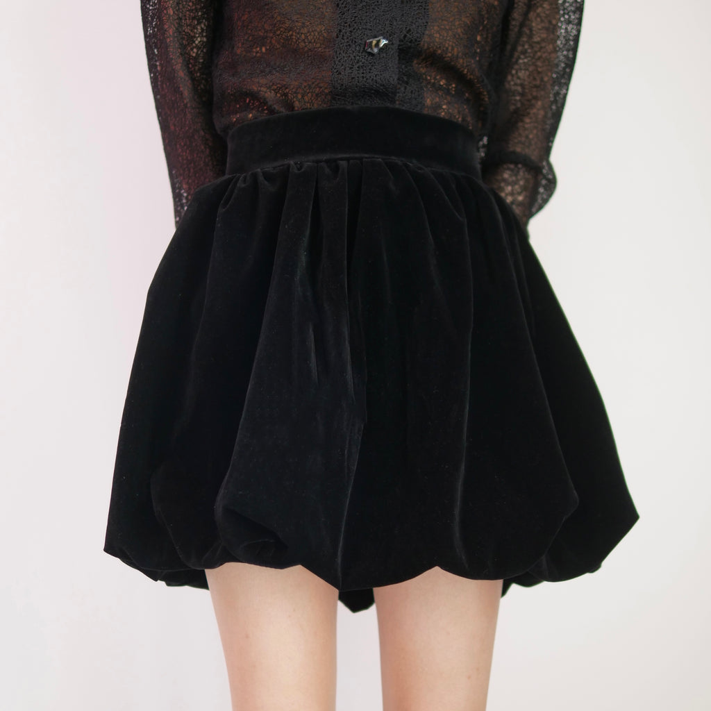 MADROMY VELOR MINI BALLOON SKIRT