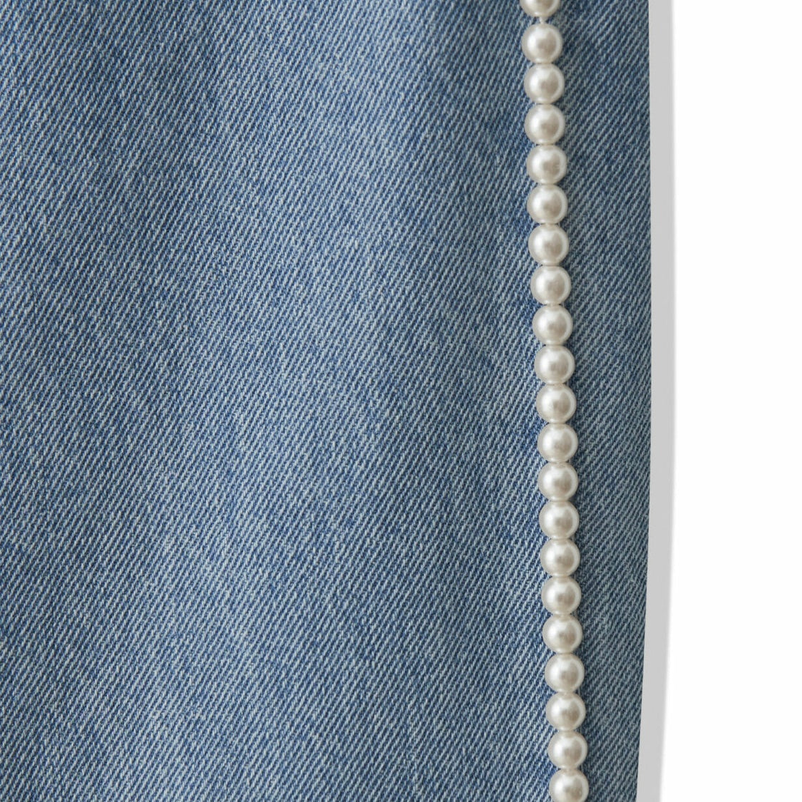 KIMHEKIM PEARL EMBELLISHED WIDE LEG DENIM PANTS