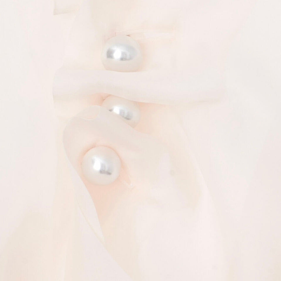 KIMHEKIM PEARL BUTTONS ORGANZA DRAPED SHIRT
