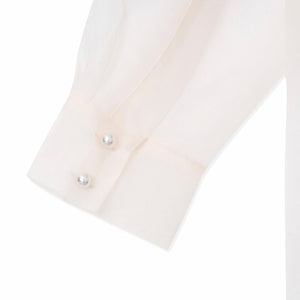 KIMHEKIM PEARL BUTTONS ORGANZA DRAPED SHIRT