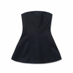 KIMHEKIM  PEARL BUTTONS WOOL-BLEND BUSTIER MINI DRESS (BLACK)