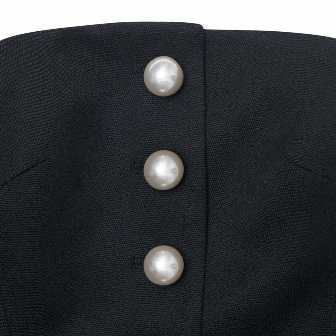 KIMHEKIM  PEARL BUTTONS WOOL-BLEND BUSTIER MINI DRESS (BLACK)