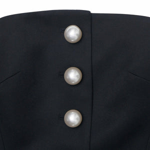 KIMHEKIM  PEARL BUTTONS WOOL-BLEND BUSTIER MINI DRESS (BLACK)