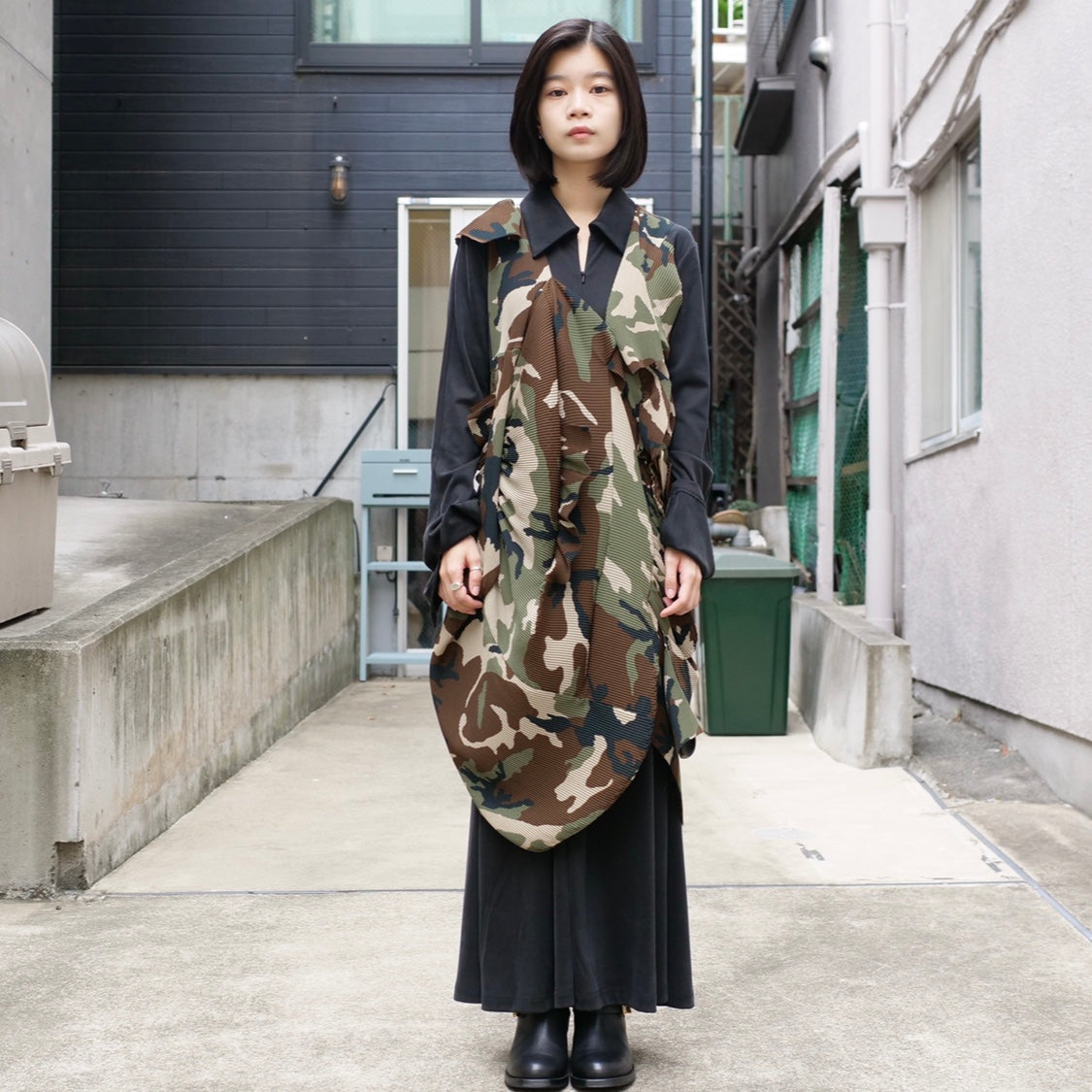 [OLD&VINTAGE] JUNYA WATANABE 迷彩プリーツ変形ドレス