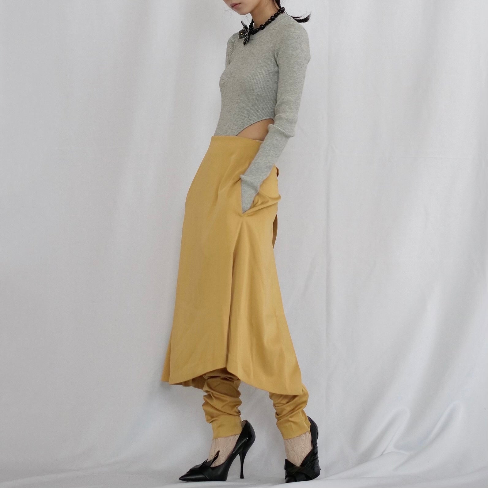 [OLD&VINTAGE] 08SIRCUS STRETCH SATIN LAYERED PANTS /SIZE0,1