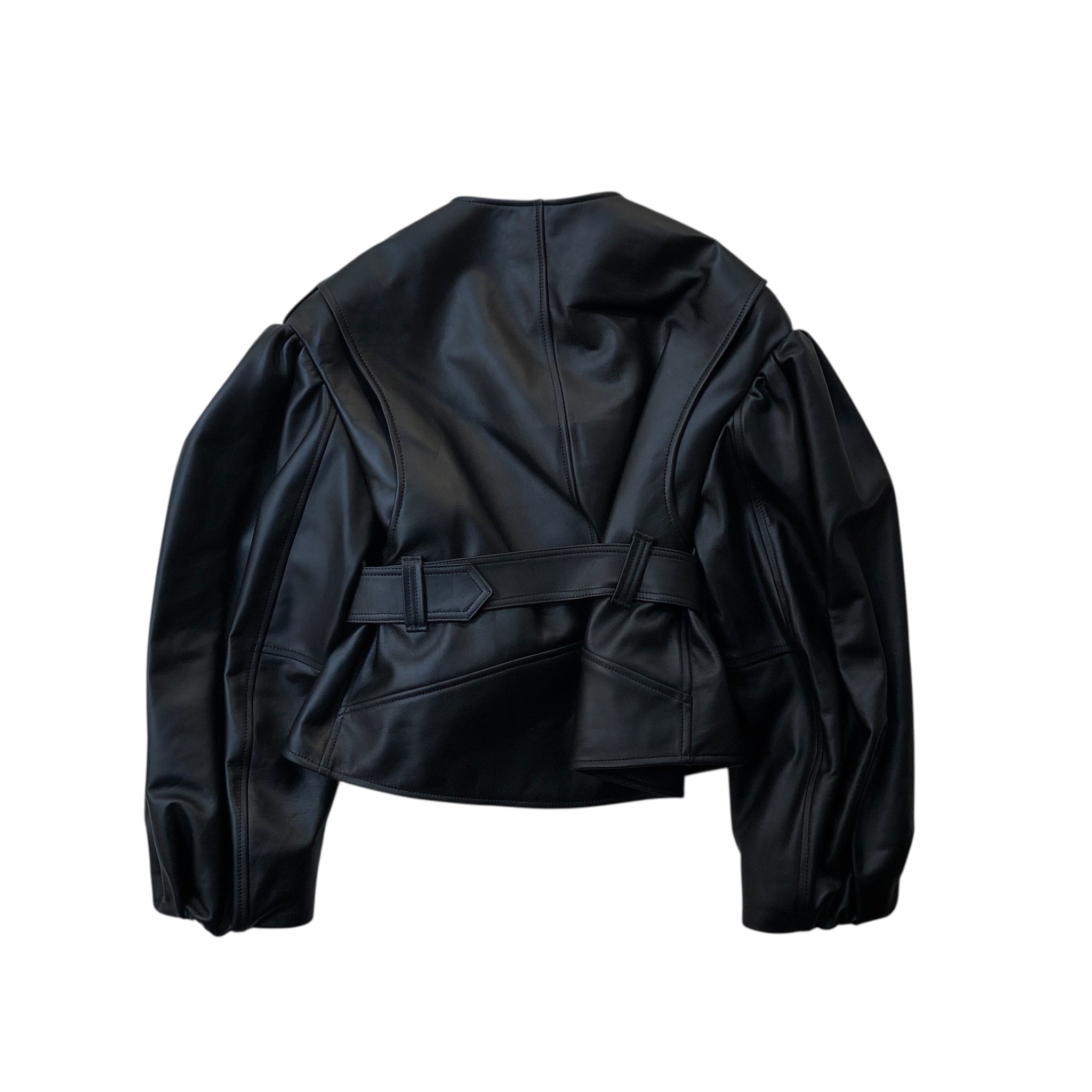 SIMONE ROCHA　CROPPED SCULPTED BELT DETAIL BIKER JACKET