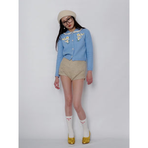 [SALE]SHUSHU/TONG   IRREGULAR EMBROIDERED FLORAL CARDIGAN