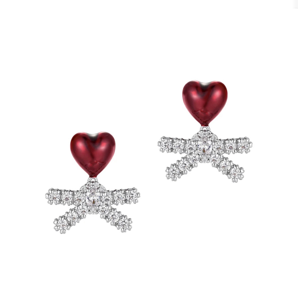 YVMIN×SHUSHU/TONG Enamel Heart Gem Bow Earrings(ピアス)