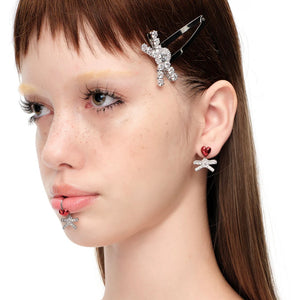 YVMIN×SHUSHU/TONG Enamel Heart Gem Bow Earrings(ピアス)