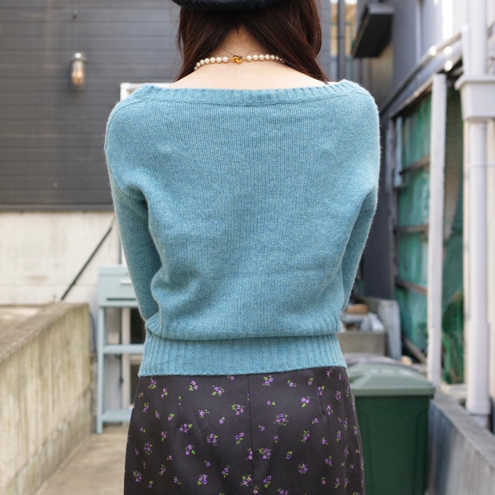 [OLD&VINTAGE] PRADA カシミヤカーディガン　(ブルー)