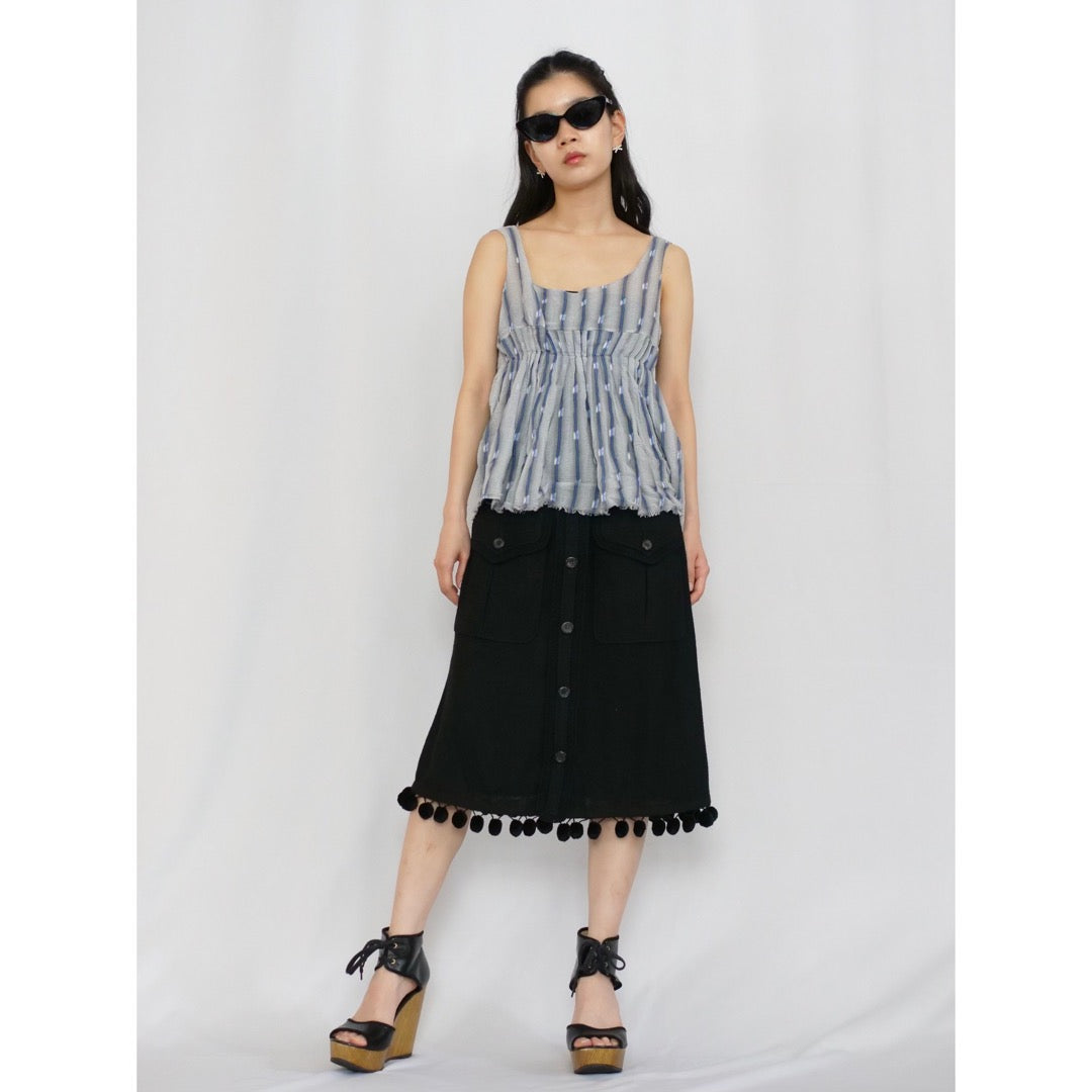 OLD&VINTAGE] YVES SAINT LAURENT rive gauche ポンポンフリンジ 