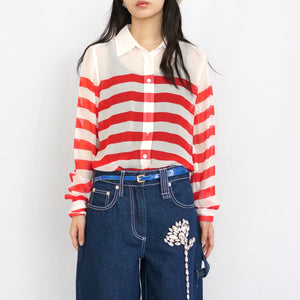 [OLD&VINTAGE]  EQUIPMENT シルクボーダーシャツ