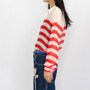[OLD&VINTAGE]  EQUIPMENT シルクボーダーシャツ