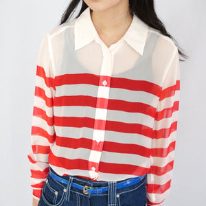 [OLD&VINTAGE]  EQUIPMENT シルクボーダーシャツ