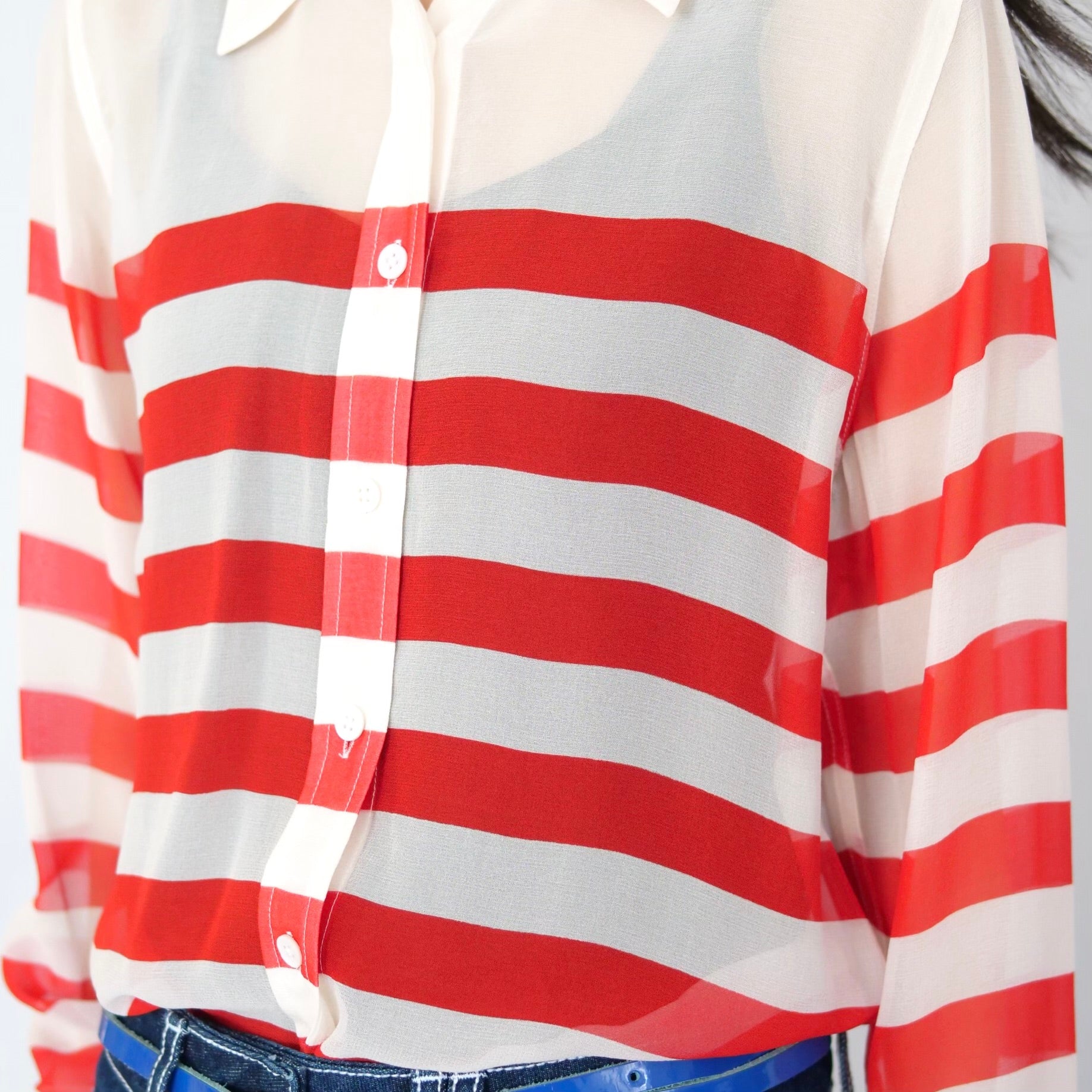 [OLD&VINTAGE]  EQUIPMENT シルクボーダーシャツ
