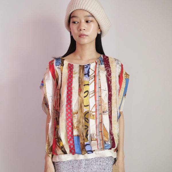LA PRESTIC OUISTON バレリーナ柄シルクスカーフ　ストール OLD&VINTAGE] LA PRESTIC OUISTON シルクスカーフトップス – dim at noon