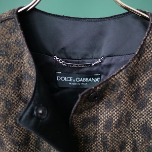 [OLD&VINTAGE] DOLCE&GABBANA ノーカラーヒョウ柄コート