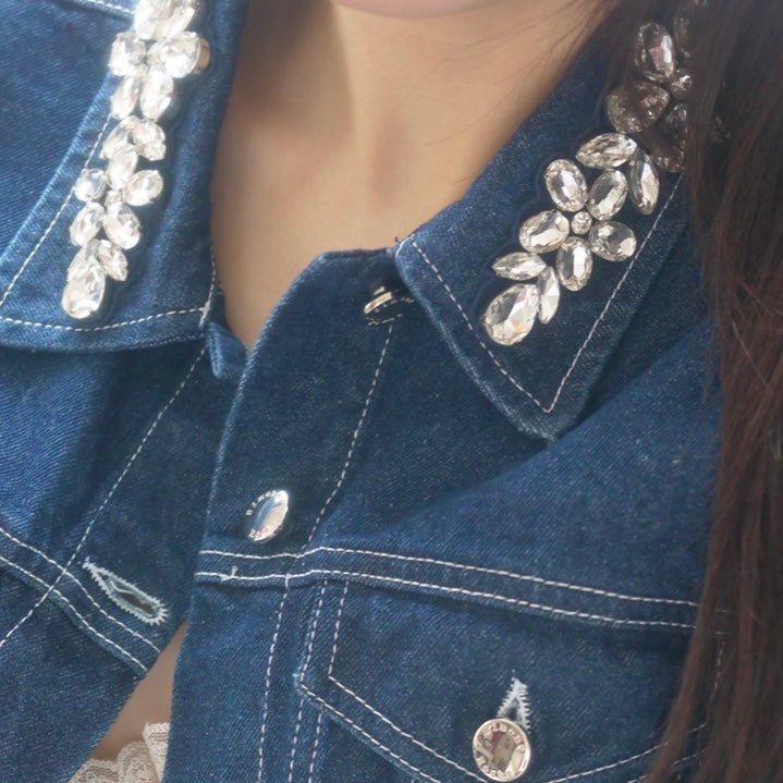 SIMONE ROCHA SCULPTED CROPPED DENIM JACKET W/ EMB – dim at noon