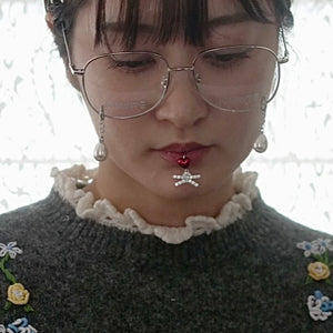 YVMIN×SHUSHU/TONG  Enamel Heart Bow Lip Ring