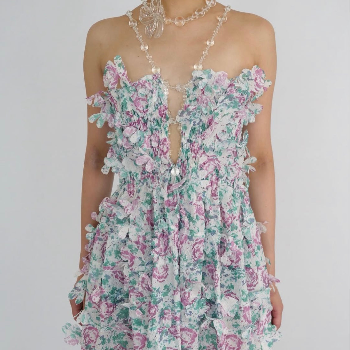 SUSAN FANG　TEXTURED FLOWER DRESS W/LASER CUT