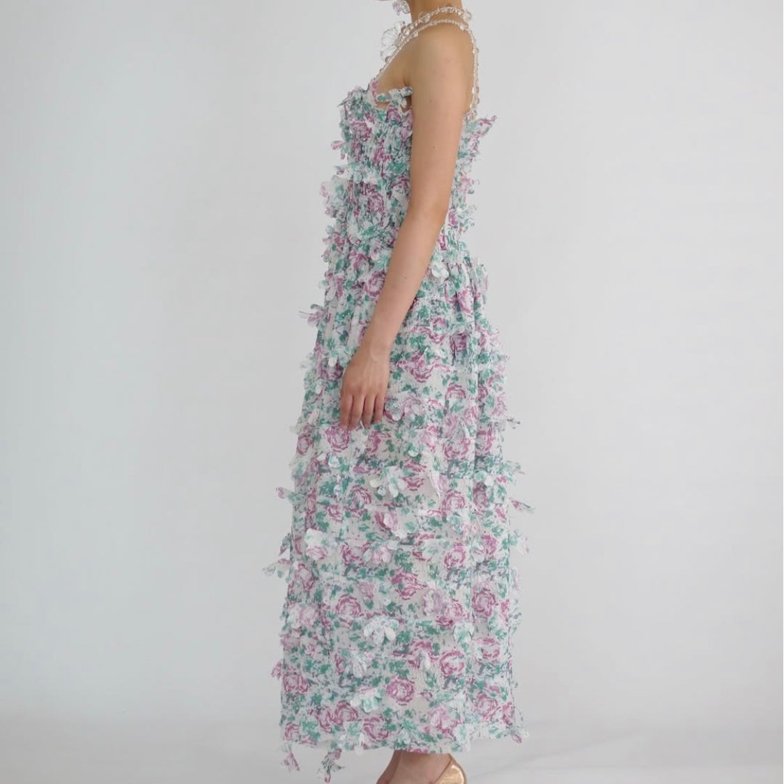 SUSAN FANG　TEXTURED FLOWER DRESS W/LASER CUT
