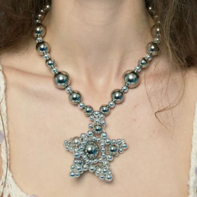 SUSAN FANG　BEADED STAR NECKLACE (SILVER)