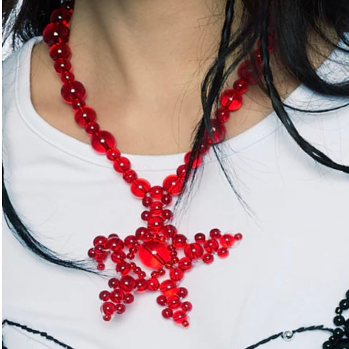 SUSAN FANG　BEADED STAR NECKLACE (RED)