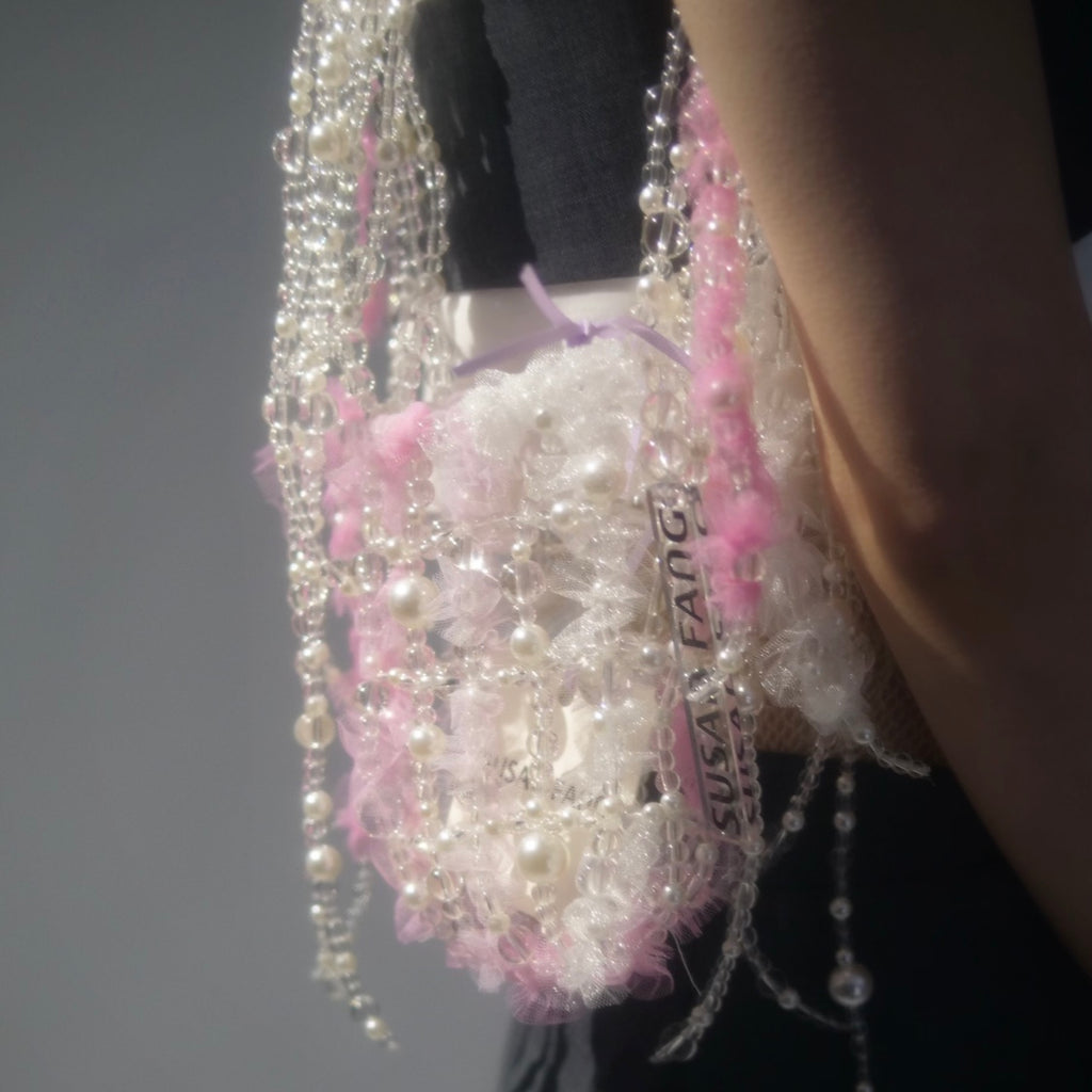 【SALE】SUSAN FANG　PINK TULLE BEADED BAG