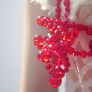 SUSAN FANG　GLASS BEAD-EMBELLISHED CROCHET BRA (RED)