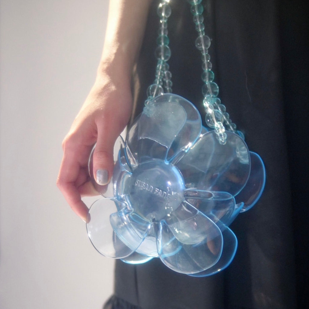 SUSAN FANG　3D PRINTED BEADED FLOWER BAG (BLUE)
