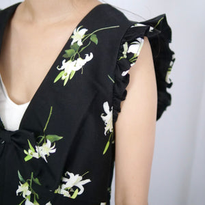 SHUSHU/TONG  Lace flare sleeve dress / printing