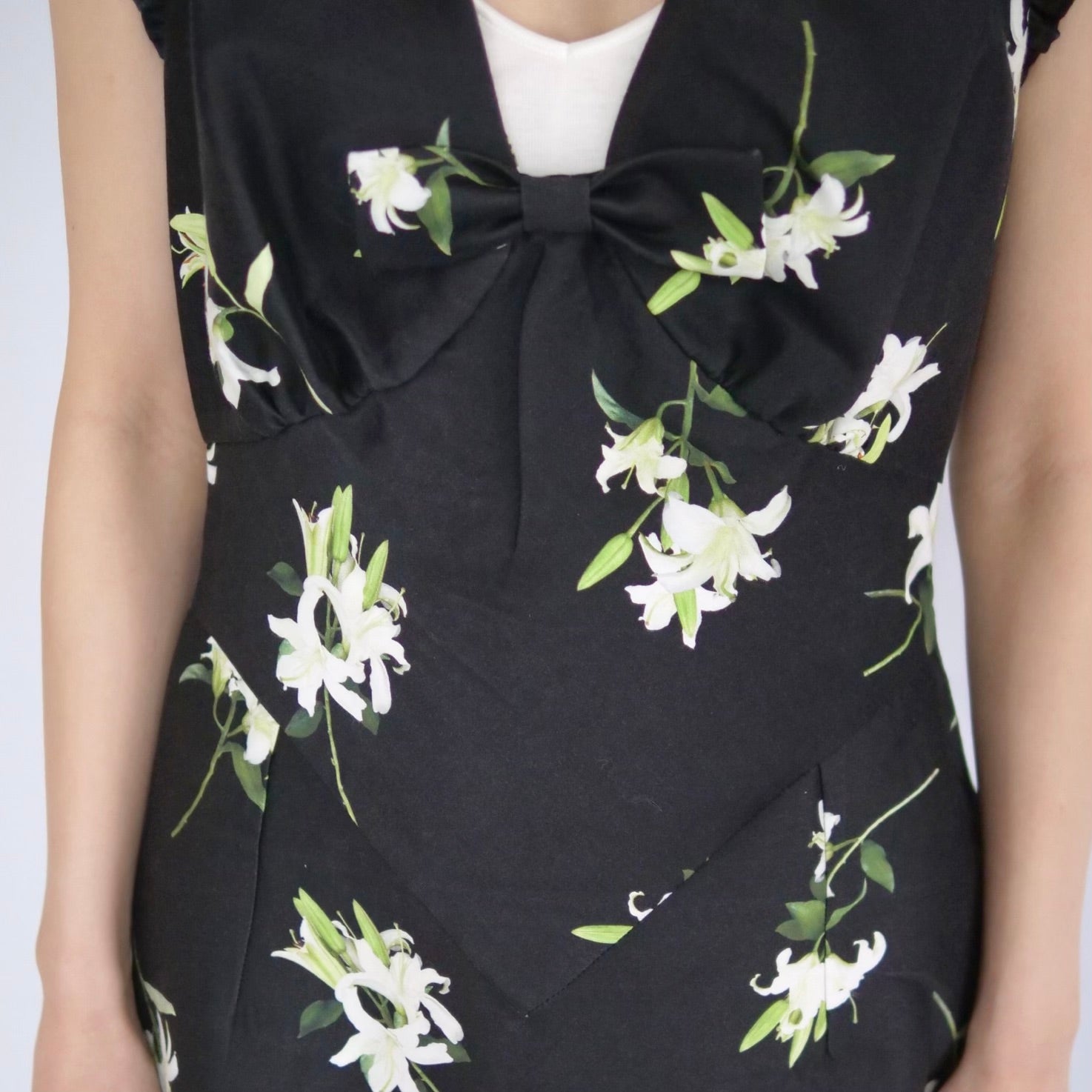 SHUSHU/TONG  Lace flare sleeve dress / printing