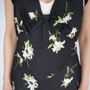 SHUSHU/TONG  Lace flare sleeve dress / printing