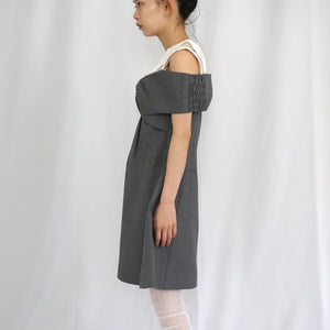SHUSHU/TONG  Bow off-shoulder dress / grey