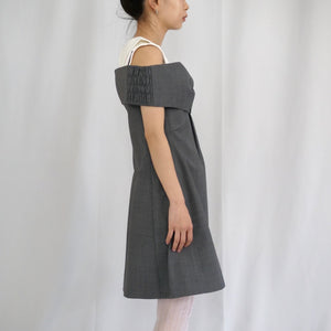 SHUSHU/TONG  Bow off-shoulder dress / grey