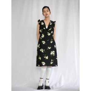 SHUSHU/TONG  Lace flare sleeve dress / printing