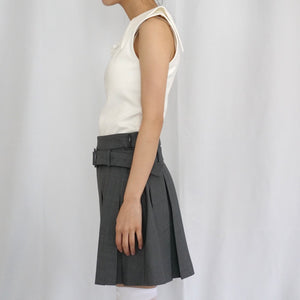 SHUSHU/TONG   Lapel elastic sleeveless top / white