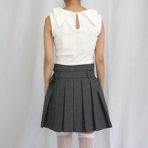 SHUSHU/TONG   Lapel elastic sleeveless top / white