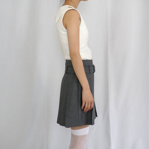 SHUSHU/TONG   Lapel elastic sleeveless top / white